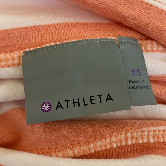 Athleta Ribbon‎ Striped Faux Wrap Skirt 
Orange & White Stretchy Skort Size XS - Picture 6 of 7